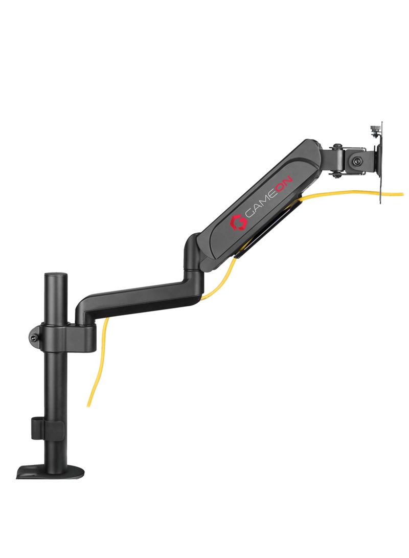 GO-3363 Pole Mounted Gas Spring Single Monitor Arm Stand Mount For Gaming And Office Use 17 to 32 inches Each Arm Upto 10 KG Matte Black