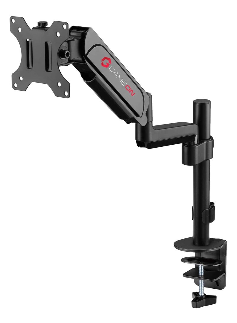 GO-3363 Pole Mounted Gas Spring Single Monitor Arm Stand Mount For Gaming And Office Use 17 to 32 inches Each Arm Upto 10 KG Matte Black