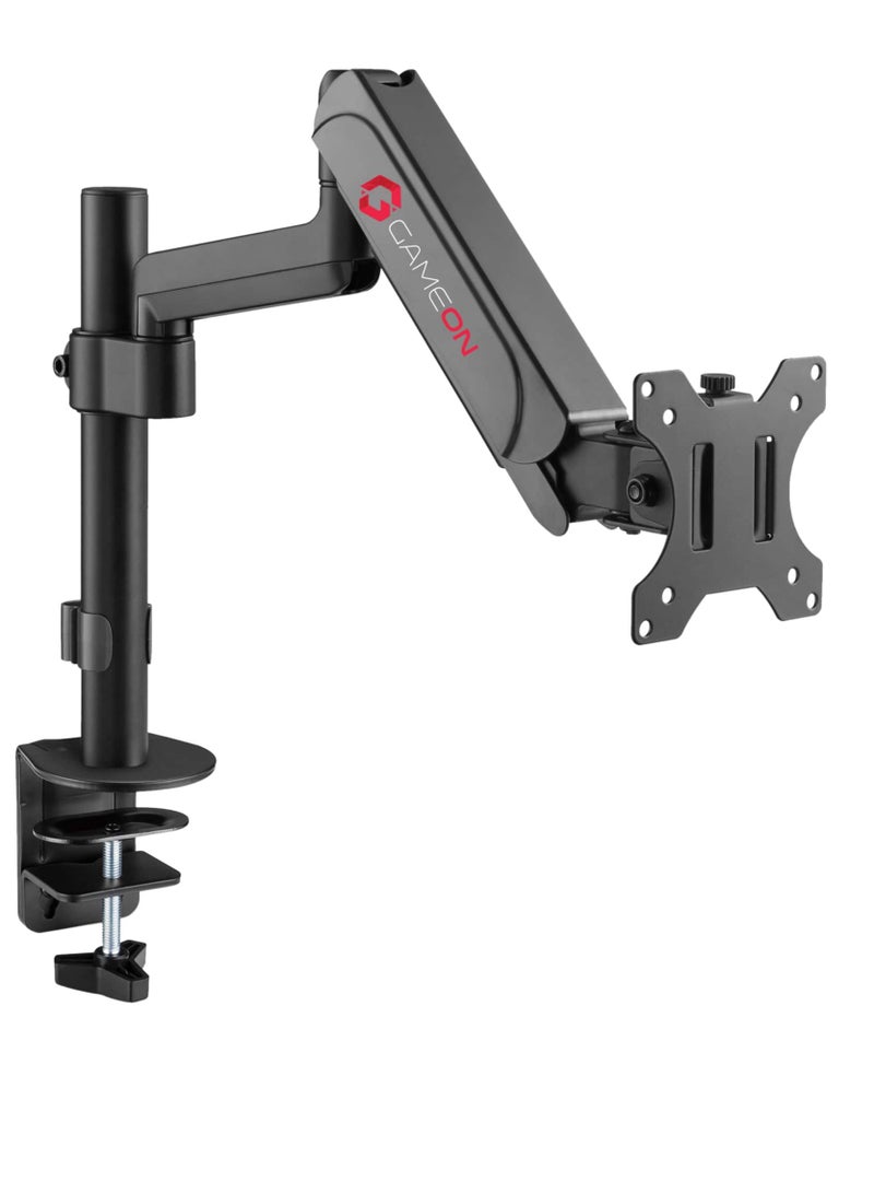 GO-3363 Pole Mounted Gas Spring Single Monitor Arm Stand Mount For Gaming And Office Use 17 to 32 inches Each Arm Upto 10 KG Matte Black