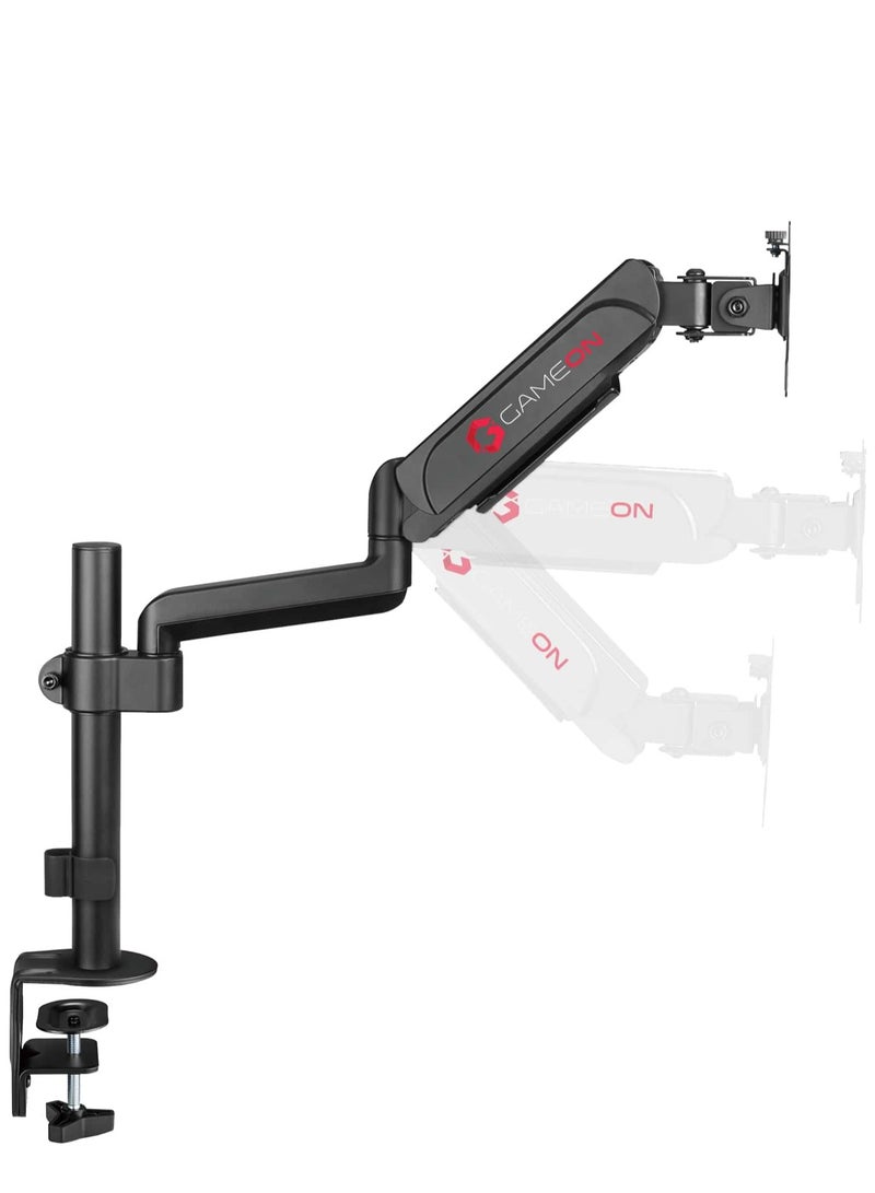 GO-3363 Pole Mounted Gas Spring Single Monitor Arm Stand Mount For Gaming And Office Use 17 to 32 inches Each Arm Upto 10 KG Matte Black