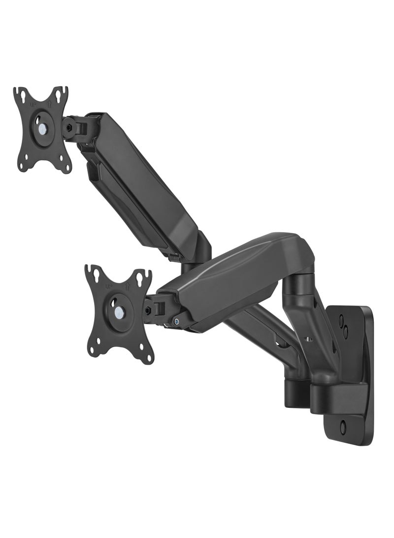 GO-5008 Dual Monitor Arm Economy Spring Assisted Wall Mount for Gaming & Office Use, 17 to 32 inch Each Arm Up To 9 KG Black