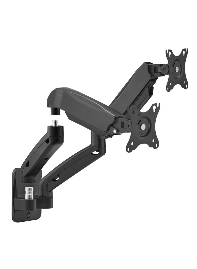 GO-5008 Dual Monitor Arm Economy Spring Assisted Wall Mount for Gaming & Office Use, 17 to 32 inch Each Arm Up To 9 KG Black