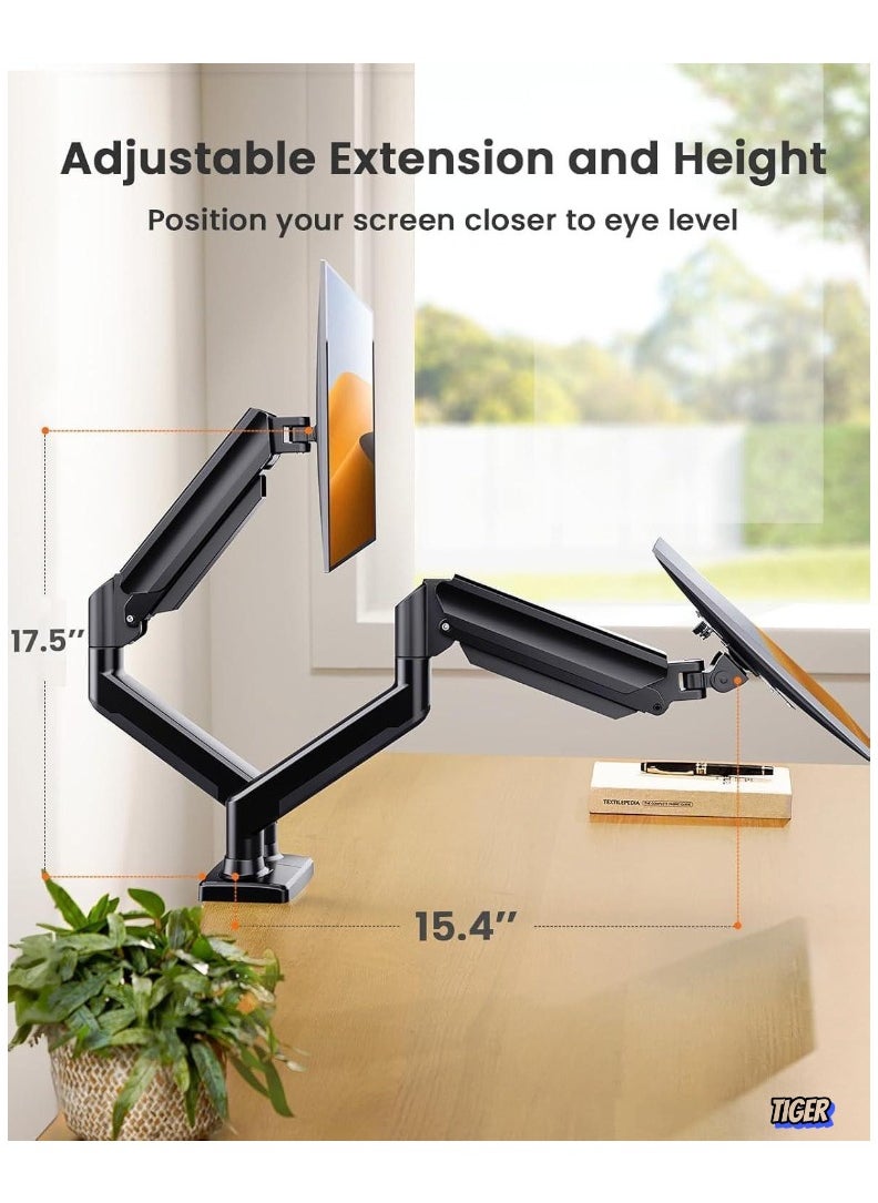 Dual Monitor Stand up to 32 Inches – Adjustable Dual Monitor Mount, Sturdy Steel VESA Monitor Mount with Max Load of 22lbs per Arm, Compatible with VESA 75x75/100x100mm