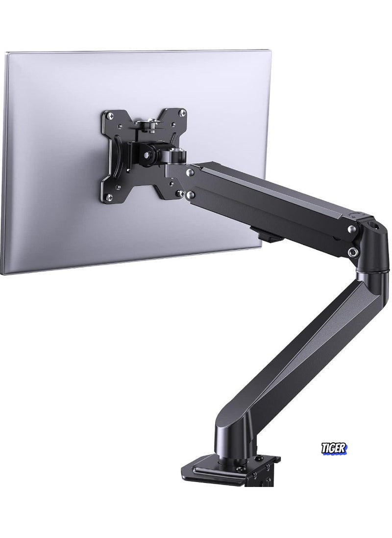 Single Monitor Mount – Gas Spring Monitor Arm with Full Motion, Adjustable Mount, VESA Bracket, Fits 17 to 27 Inch Monitors, Holds up to 14.3 lbs