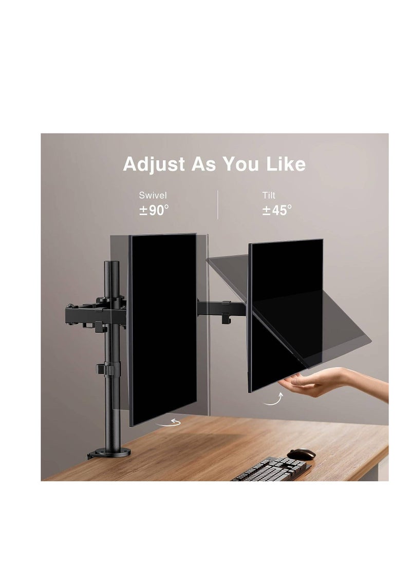 Rtikel Dual Monitor Desk Mount, Fully Adjustable Dual Monitor Arm for 2 Computer Screens up to 32 inch, Heavy Duty Dual Monitor Stand for Desk