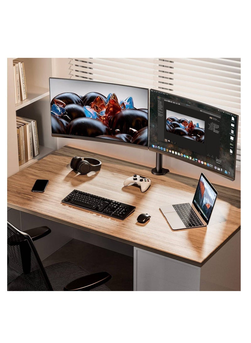 Rtikel Dual Monitor Desk Mount, Fully Adjustable Dual Monitor Arm for 2 Computer Screens up to 32 inch, Heavy Duty Dual Monitor Stand for Desk