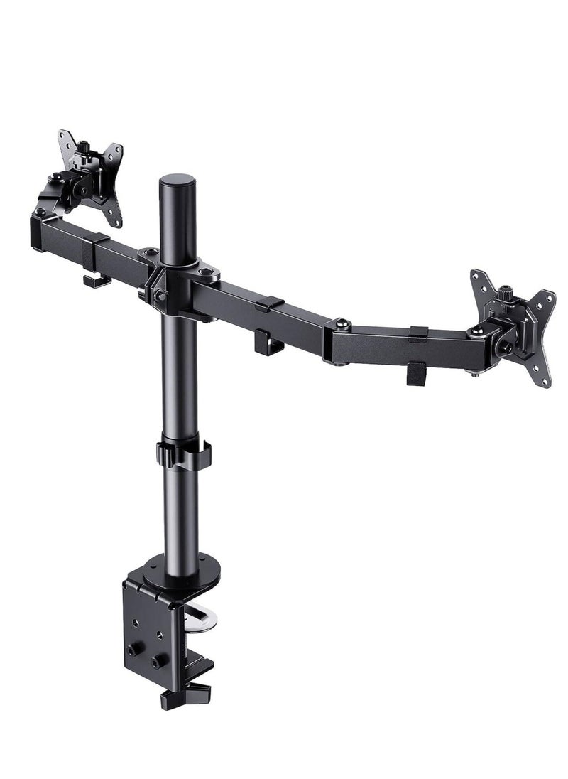 Rtikel Dual Monitor Desk Mount, Fully Adjustable Dual Monitor Arm for 2 Computer Screens up to 32 inch, Heavy Duty Dual Monitor Stand for Desk