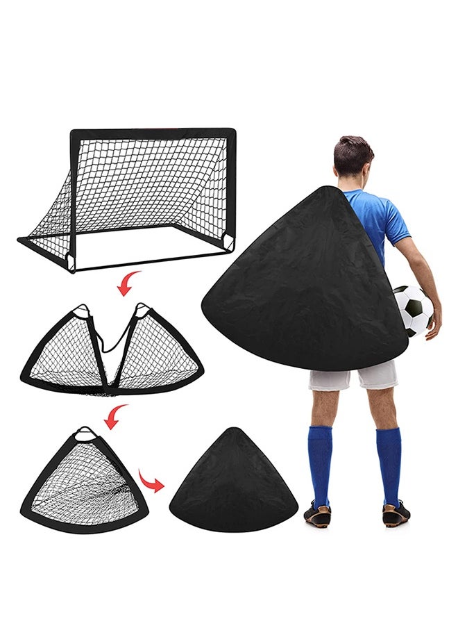 Portable Training Goals,120x90 cm Pop Up Soccer Net for Backyard,Set of 2 With Carry Bag,soccer ball,inflation pump,8 cones and 8 U shaped nails