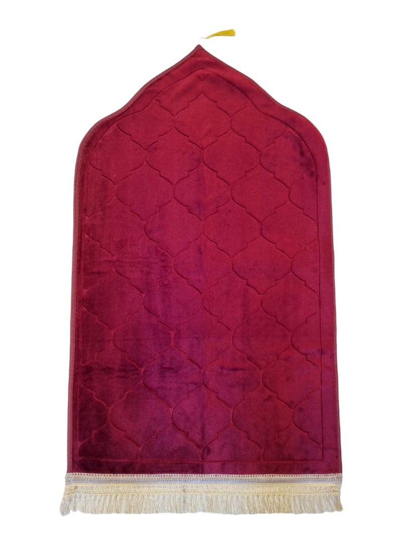 Premium Velvet Prayer Mat | 70*110 cm | Non-Slip Bottom | Thick Padding | Luxurious Velvet Top Surface | Available in Blue, Brown, and Red