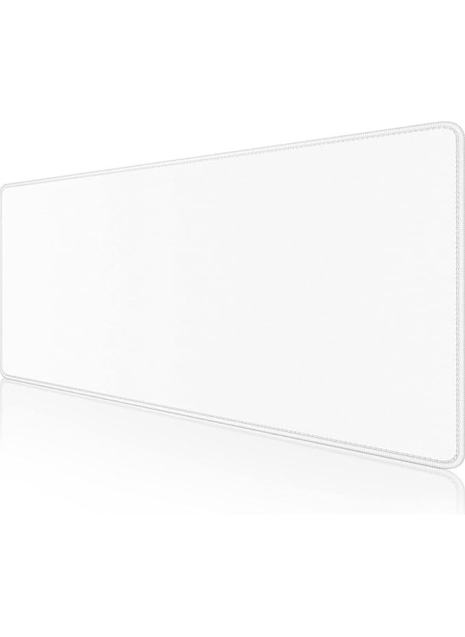 Large Mouse Pad, Extended Gaming Mouse Pad with Stitched Edges, Waterproof Desk Pads with Non-Slip Base, Computer Keyboard Pad, Big Mouse Mat for Laptop, Office, 23.6 x 11.8 in, Ivory White