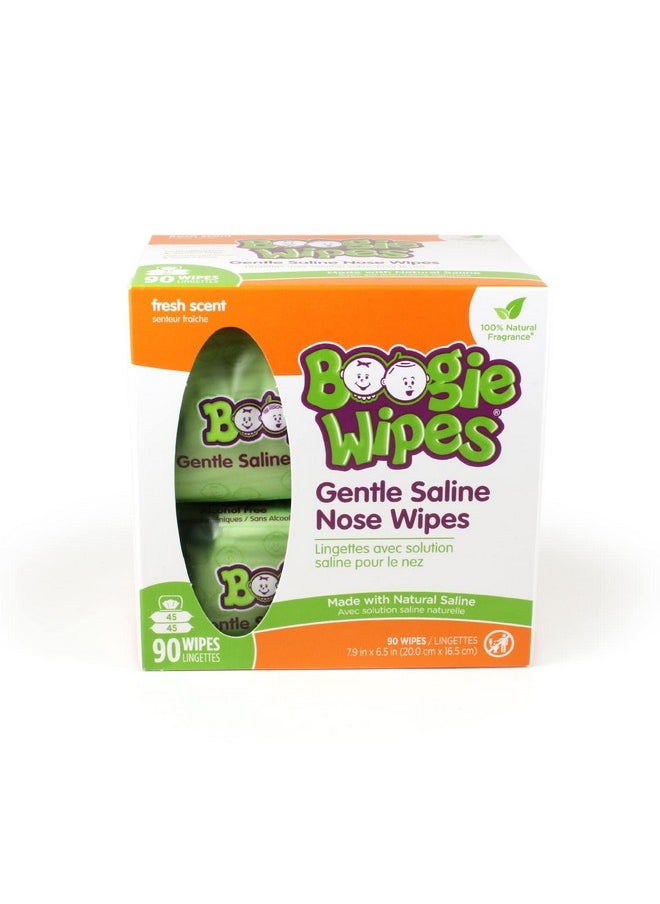 Nose Wipes By Boogie, For Baby & Kids, Face, Hand & Body, Fsa/Hsa Eligible, Made With Vitamin E, Aloe, And Natural Saline, Fresh Scent, 45 Count (Pack Of 2)