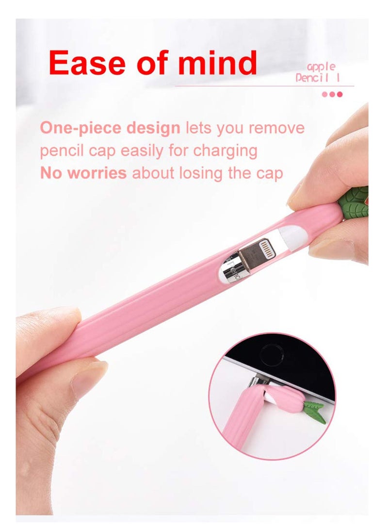 iPencil Case (2 Pack) Sleeve Cute Fruit Design Silicone Soft Protective Cover Accessories Compatible with Apple Pencil 1st Generation (Peach+Avcocado)(not include iPencil )