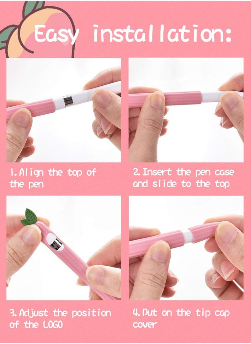 iPencil Case (2 Pack) Sleeve Cute Fruit Design Silicone Soft Protective Cover Accessories Compatible with Apple Pencil 1st Generation (Peach+Avcocado)(not include iPencil )