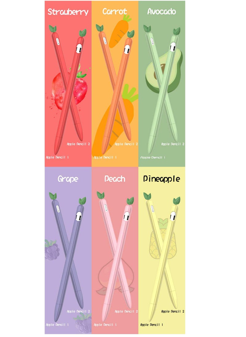 iPencil Case (2 Pack) Sleeve Cute Fruit Design Silicone Soft Protective Cover Accessories Compatible with Apple Pencil 1st Generation (Peach+Avcocado)(not include iPencil )