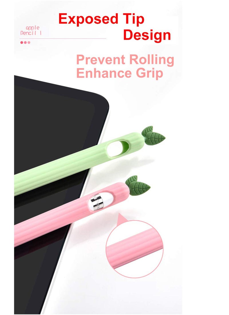 iPencil Case (2 Pack) Sleeve Cute Fruit Design Silicone Soft Protective Cover Accessories Compatible with Apple Pencil 1st Generation (Peach+Avcocado)(not include iPencil )
