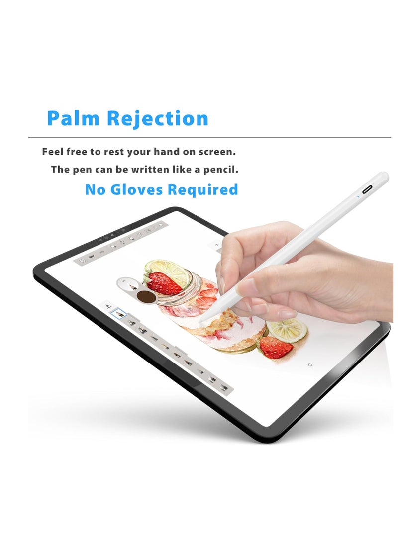 Stylus Pen for iPad with Palm Rejection, Compatible with (2018-2024) Apple iPad Pro M4 2024, iPad Air M2 2024, iPad Pro 11/12.9 inch, iPad 6-10th, iPad Air 5th/4th/3rd Gen, iPad Mini 5-6th Gen