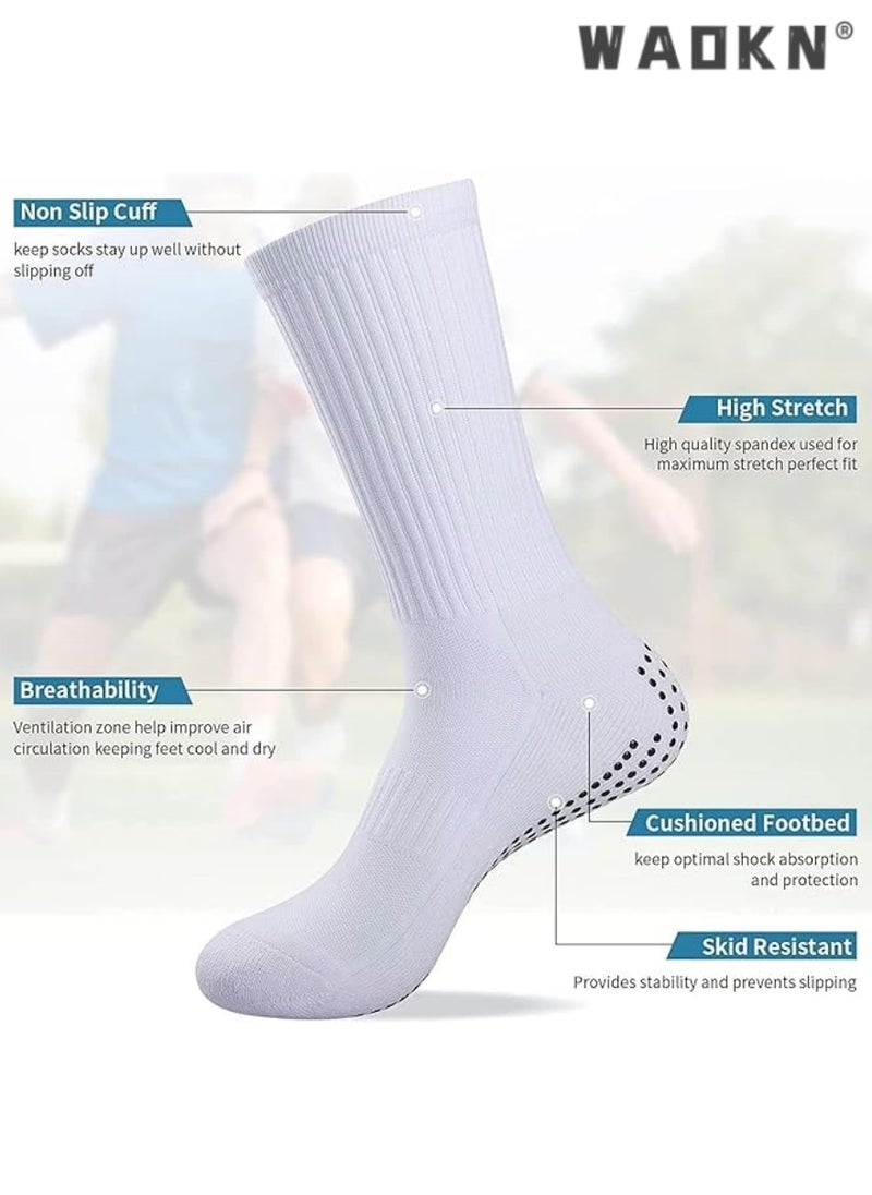 3 Pairs Professional Anti-Slip Sports Socks for Men & Women, Football & Basketball Socks with Rubber Anti-Slip Pads, Breathable & Anti-Blister, Suitable for Running, Hiking, Boxing & Rugby