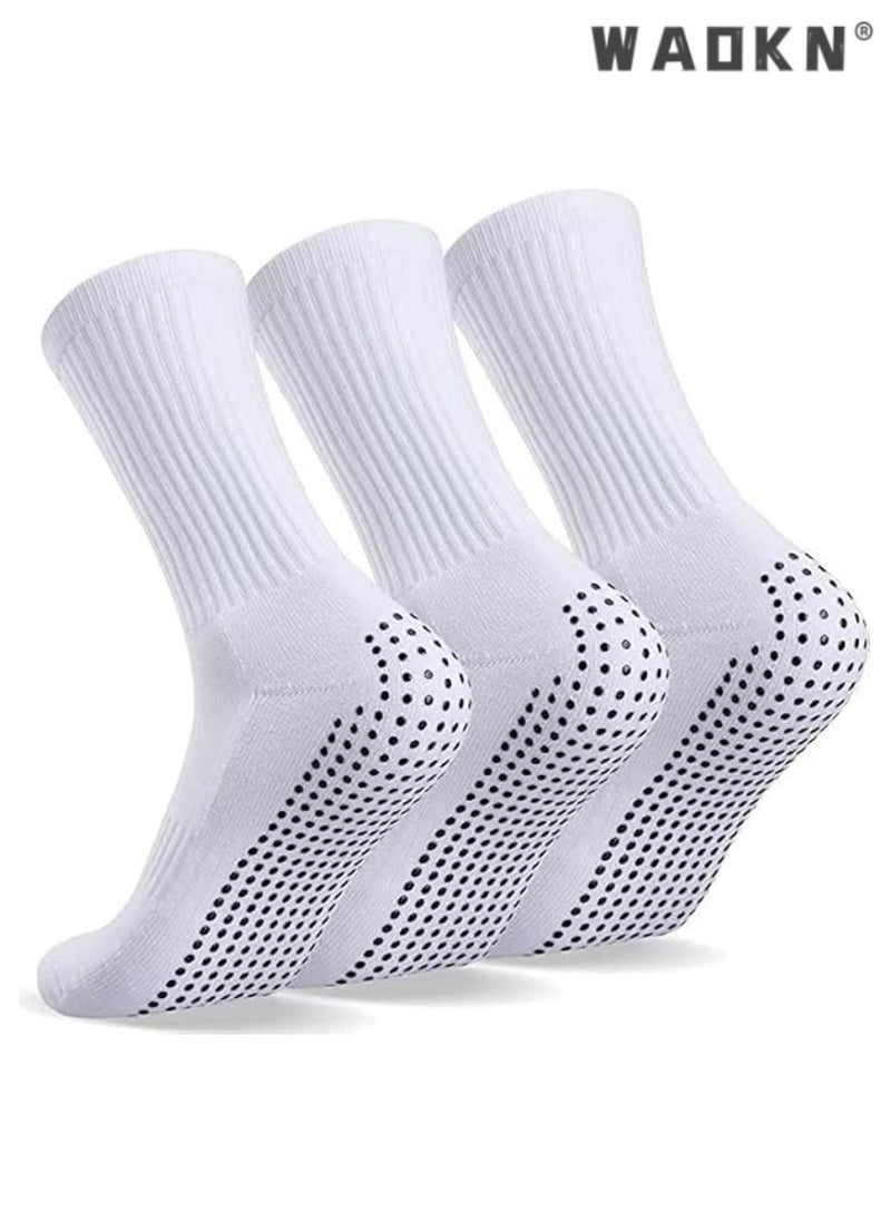 3 Pairs Professional Anti-Slip Sports Socks for Men & Women, Football & Basketball Socks with Rubber Anti-Slip Pads, Breathable & Anti-Blister, Suitable for Running, Hiking, Boxing & Rugby