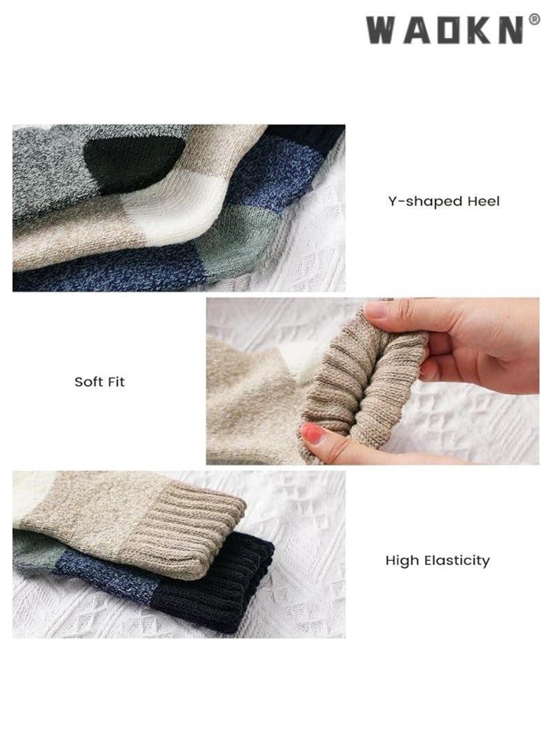 Fashion Warm Women's Wool Socks, Soft Warm Comfortable Casual Mid-Tube Winter Socks, Thick Warm Winter Vintage Knitted Women's Thermal Socks (3 Pairs) - Multicolor A