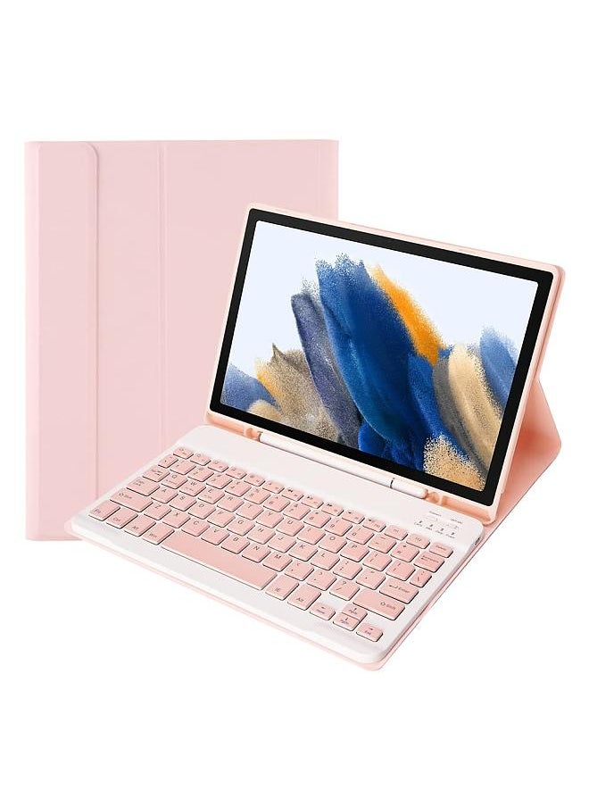 Portable Detachable Tablet Protective Case with BT Keyboard Pen Slot Compatible with Samsung Tab S6 Lite 10.4/P610/P615 Pink