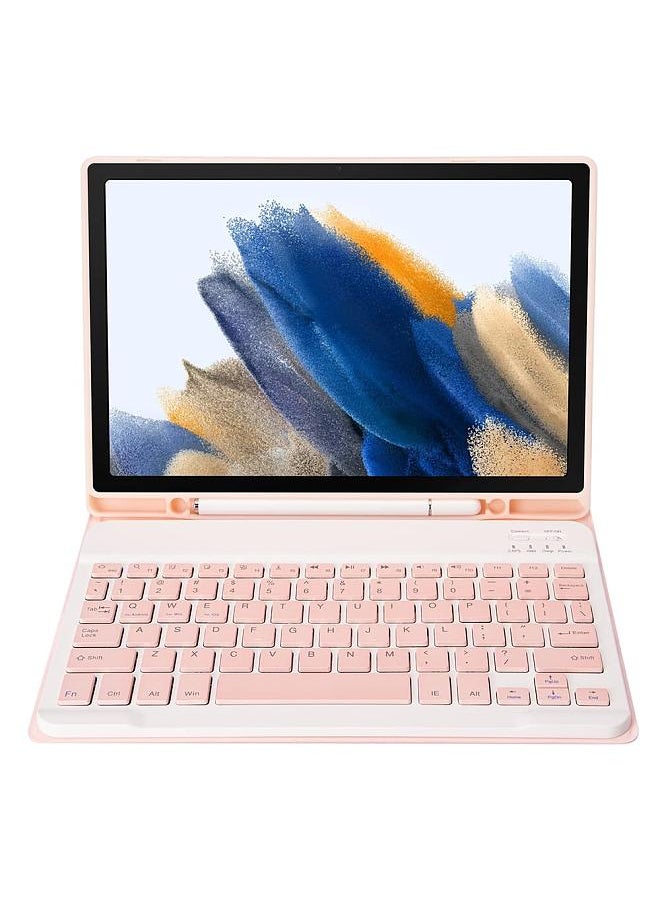 Portable Detachable Tablet Protective Case with BT Keyboard Pen Slot Compatible with Samsung Tab S6 Lite 10.4/P610/P615 Pink