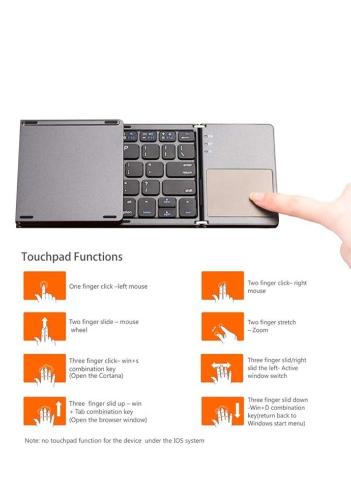 NITU Foldable Rechargeable Portable Wireless Keyboard with Touchpad for iPhone15 Pro Max/for iPad/Tablet/SmartPhone (Type C port)