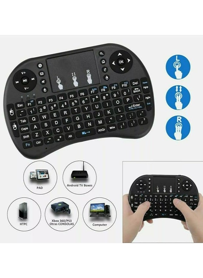 i8 Mini 2.4GHz Wireless Keyboard Touchpad Gaming Mouse - BLACK for PC,Google TV Box,Android TV