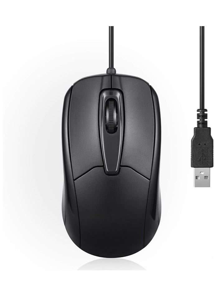 209 3 Button USB Wired Mouse - Optical - 1000 DPI - 5.9 Ft Cable - Black