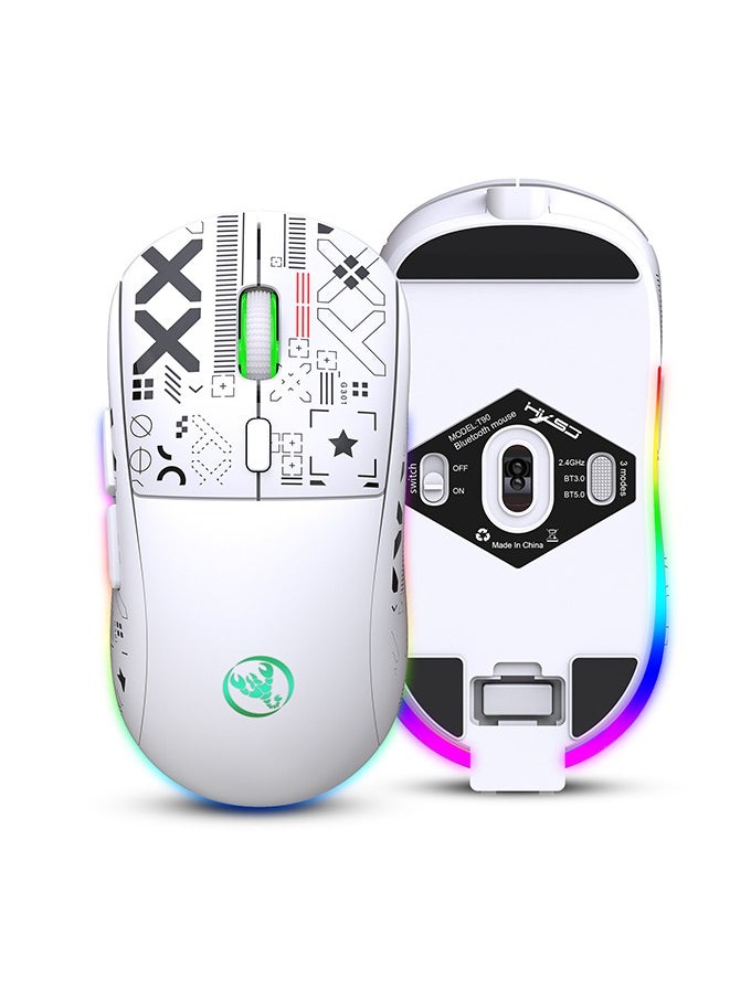 Wireless Mouse 2.4G Water Transfer Printing Wireless Game Mouse RGB Light-emitting TYPE-C Charging Three Connection Modes Five-speed DPI adjustment design,Max 3600dpi.for PC Laptop Computer