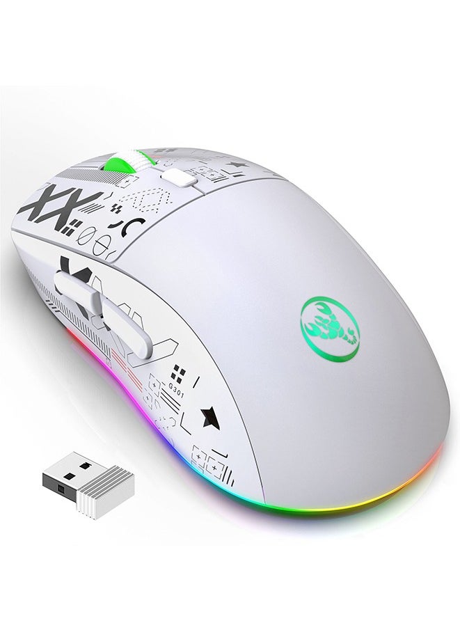 Wireless Mouse 2.4G Water Transfer Printing Wireless Game Mouse RGB Light-emitting TYPE-C Charging Three Connection Modes Five-speed DPI adjustment design,Max 3600dpi.for PC Laptop Computer