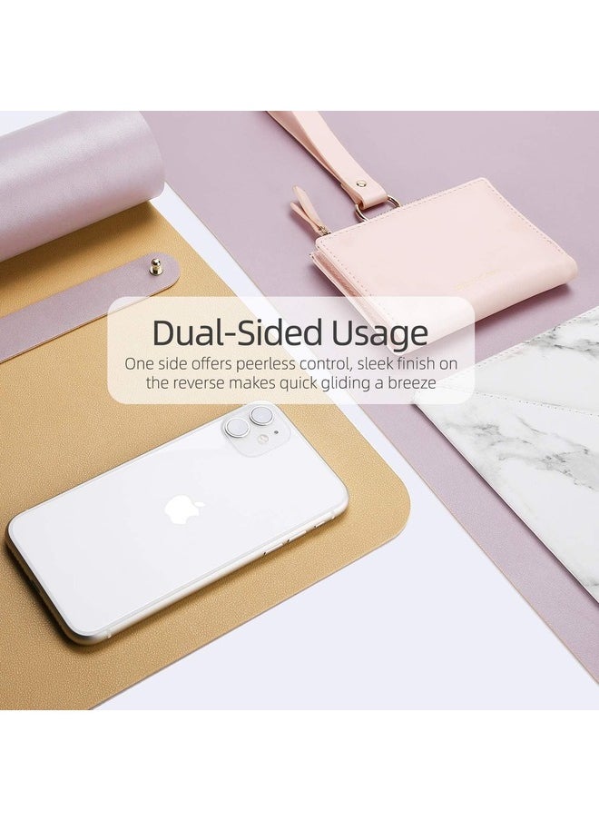 Multifunctional Ultra Thin Waterproof PU Leather Home/Office Desk Pad | Dual Sided | 80 x 40cm | Pink/Gold