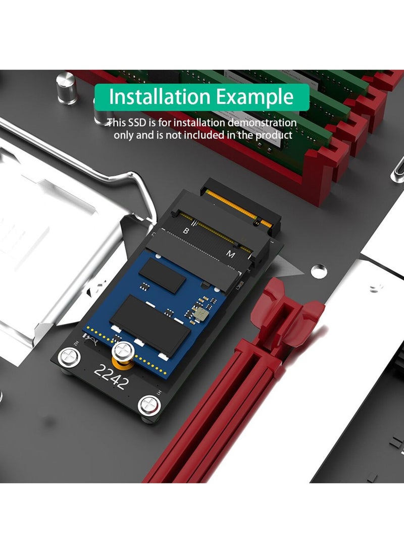 M.2 2230 to 2242 Extension Adapter, Multifunction M.2 2230 Male to 2242 Female Extension Adapter Lightweight M-Key B+M for L480