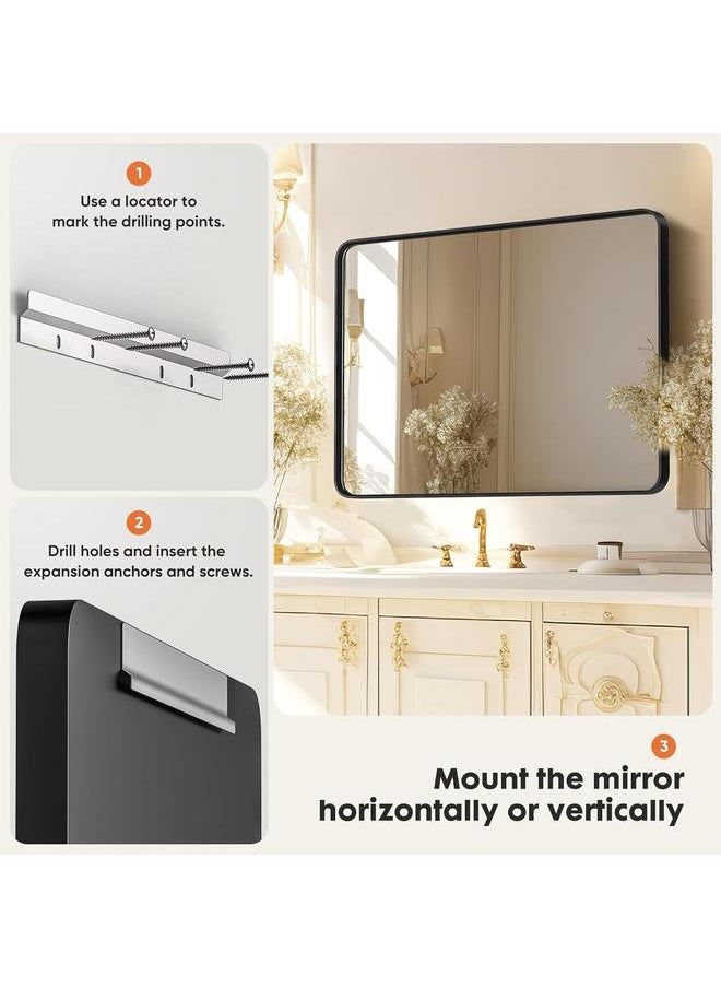 Elevon Black Bathroom Vanity Mirror for Wall, 30x40 Inch Metal Framed Wall Mirror Farmhouse Rectangle, Anti-Rust, Tempered Glass, Hangs Horizontally or Vertically