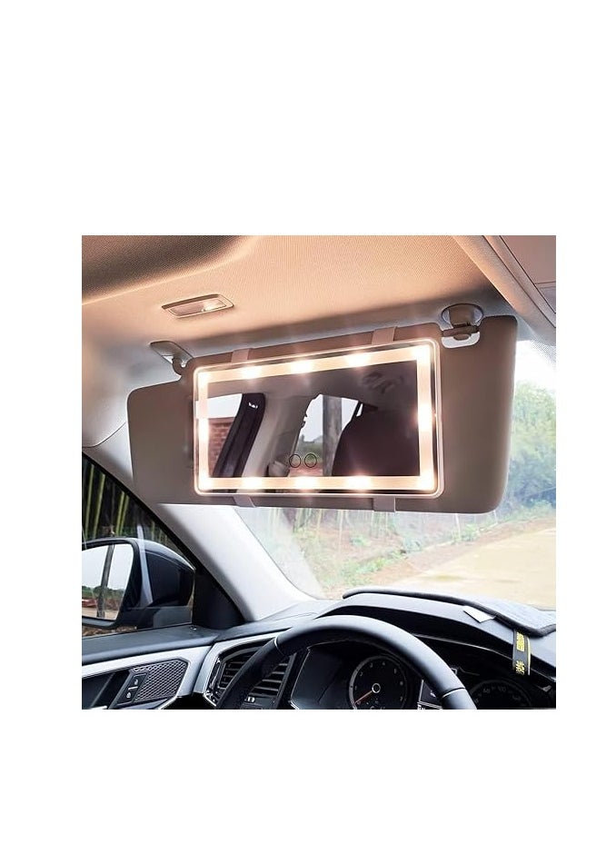 Car Visor Mirror with LED Lights, Rechargeable Car Mirror Light Makeup Mirror with 3 Light Modes, Car Visor Mirror, Car Vanity Mirror for SUV Truck, White