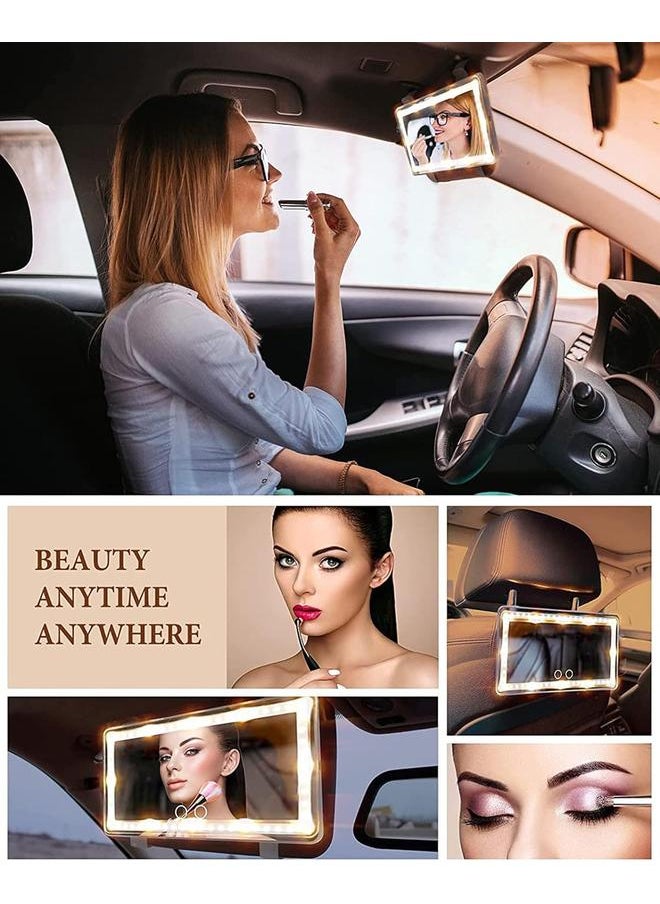 Car Visor Mirror with Light, Rechargeable LED Car Mirror Vanity, Car Sun Visor Mirror with Light, led Mirror for Car Visor with 3 Lights Modes, Car Vanity Mirror with Lights, White