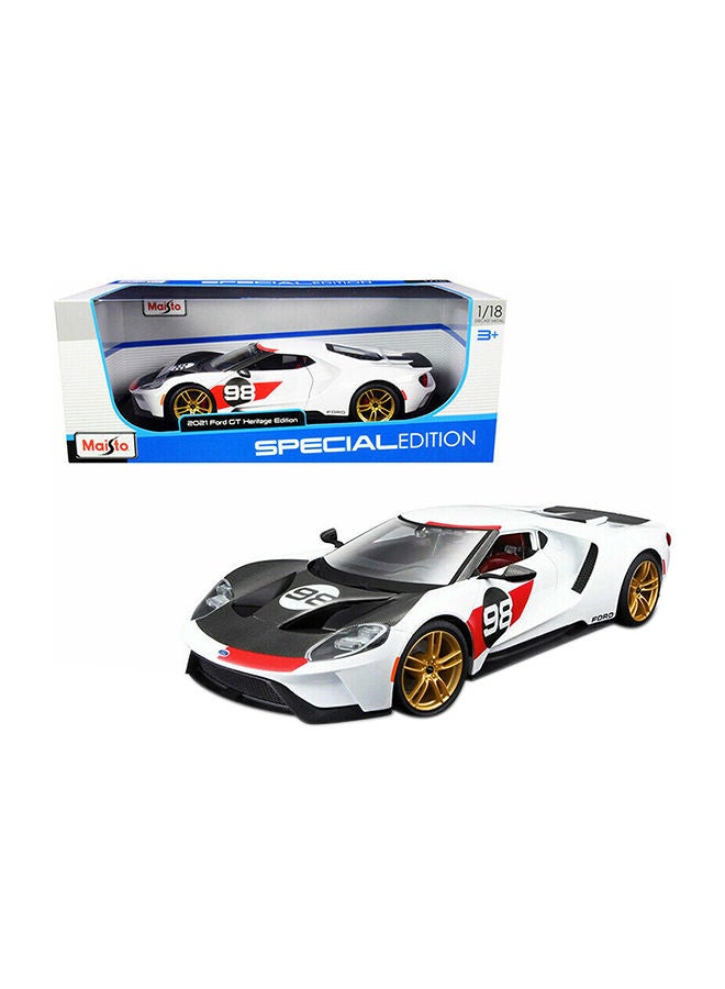 1:18 Scale Special Edition - 2021 Ford GT Heritage - White Diecast Car 27.90 x 7.55 x 11.50cm