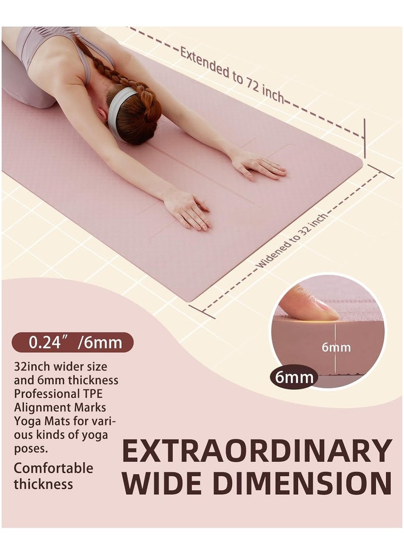 Thick Yoga Mat for Home Workout,183x61x0.6cm Non-Slip Exercise Fitness Yoga Mats,Eco-Friendly TPE Exercise Mats for Home Workout with strap & Carrying Bag