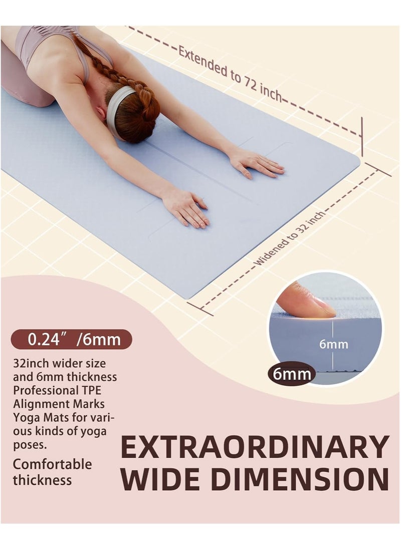 Thick Yoga Mat for Home Workout,183x61x0.6cm Non-Slip Exercise Fitness Yoga Mats,Eco-Friendly TPE Exercise Mats for Home Workout with strap & Carrying Bag