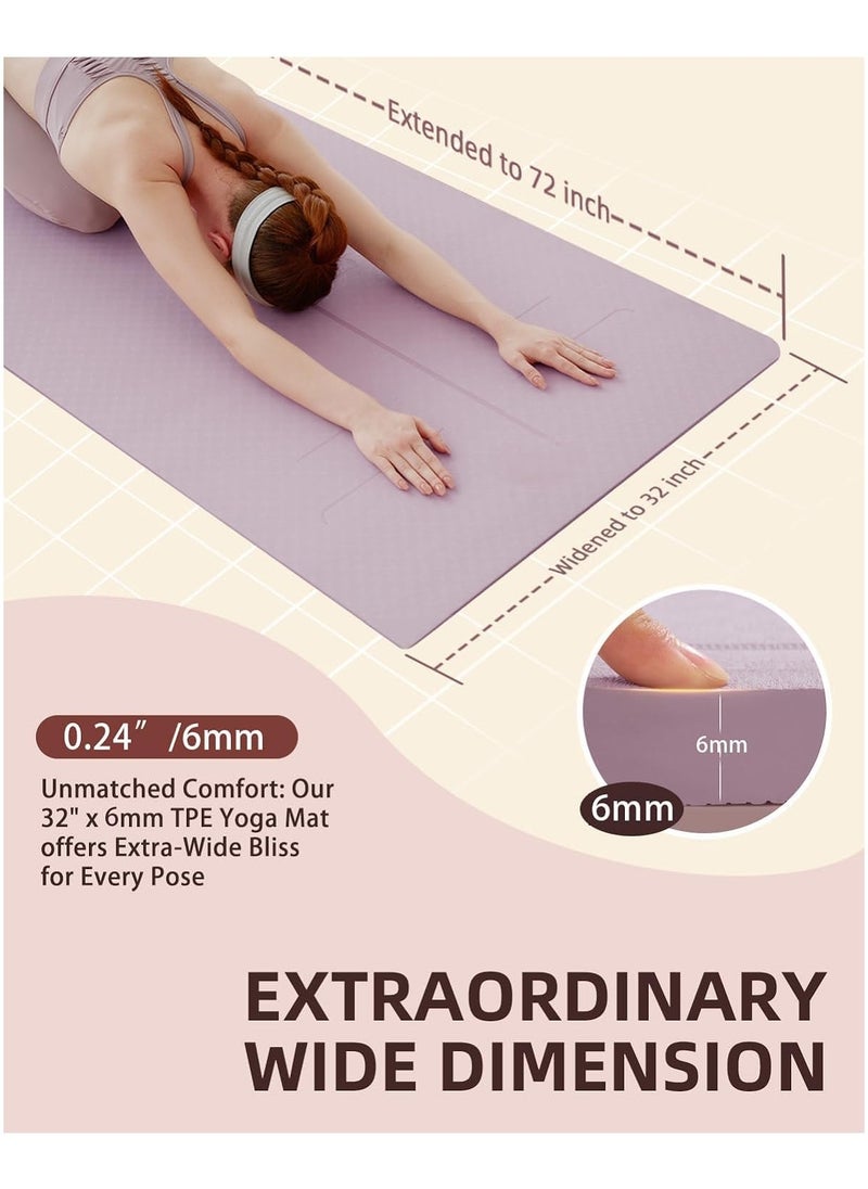 Thick Yoga Mat for Home Workout,183x61x0.6cm Non-Slip Exercise Fitness Yoga Mats,Eco-Friendly TPE Exercise Mats for Home Workout with strap & Carrying Bag