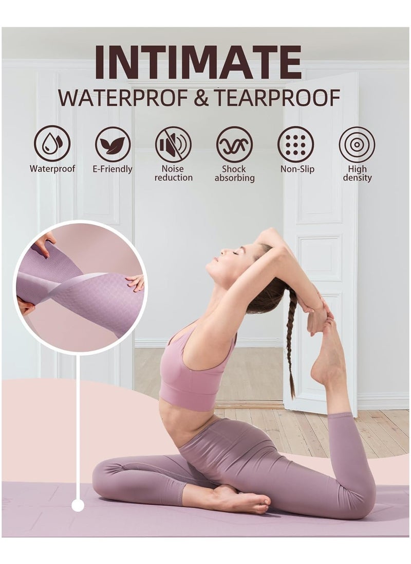 Thick Yoga Mat for Home Workout,183x61x0.6cm Non-Slip Exercise Fitness Yoga Mats,Eco-Friendly TPE Exercise Mats for Home Workout with strap & Carrying Bag