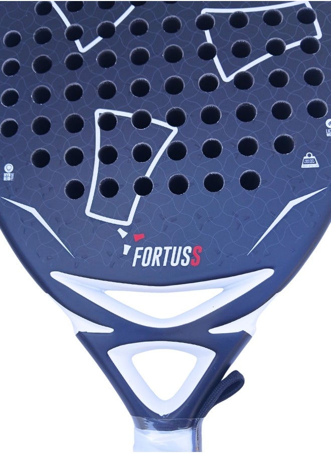 FORTUSS Padel Tennis Racket - Full Carbon Fiber - 3D Surface with Light EVA Memory Flex Foam Core - Padel Racquet - Hybrid Teardrop Paddle Racket with Bag Included (Black)