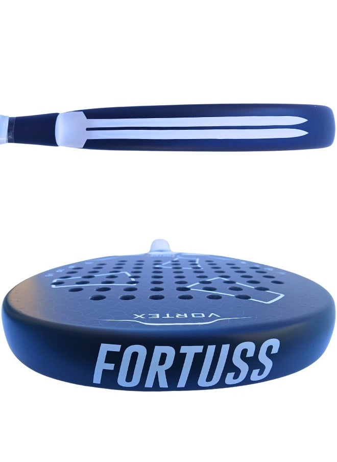 FORTUSS Padel Tennis Racket - Full Carbon Fiber - 3D Surface with Light EVA Memory Flex Foam Core - Padel Racquet - Hybrid Teardrop Paddle Racket with Bag Included (Black)