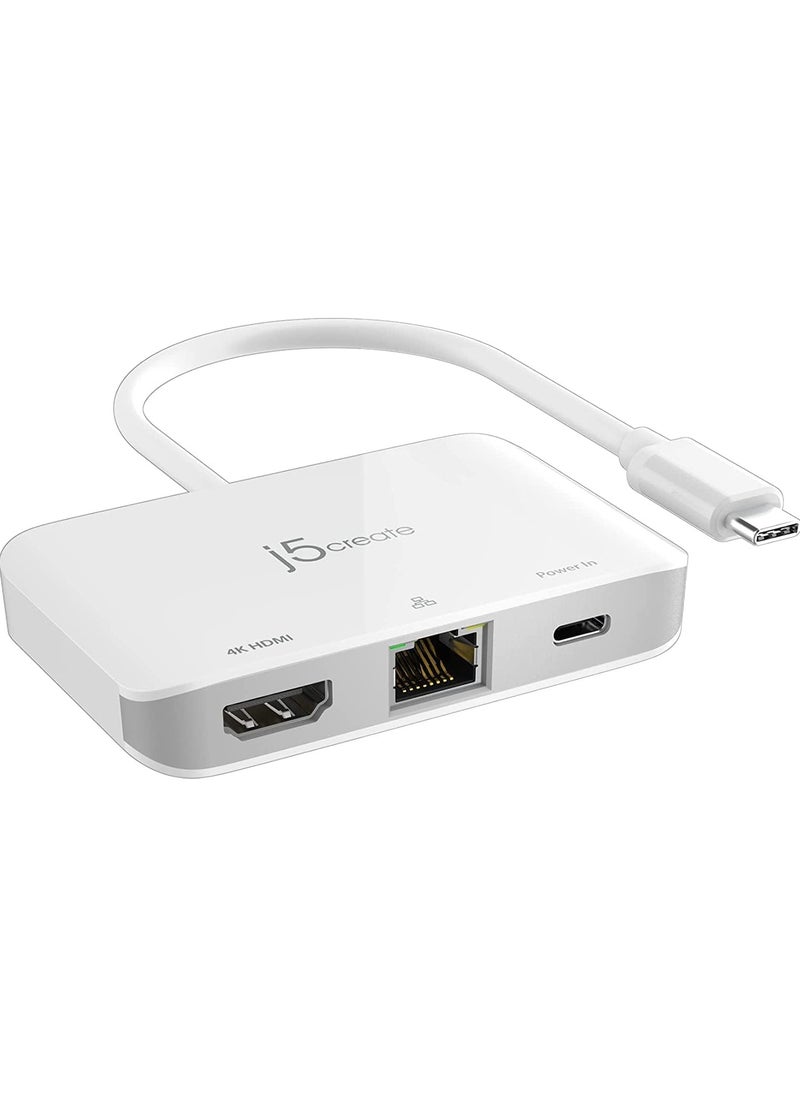 j5create JCA351 USB-C® to 4K HDMI™ Ethernet Adapter, White