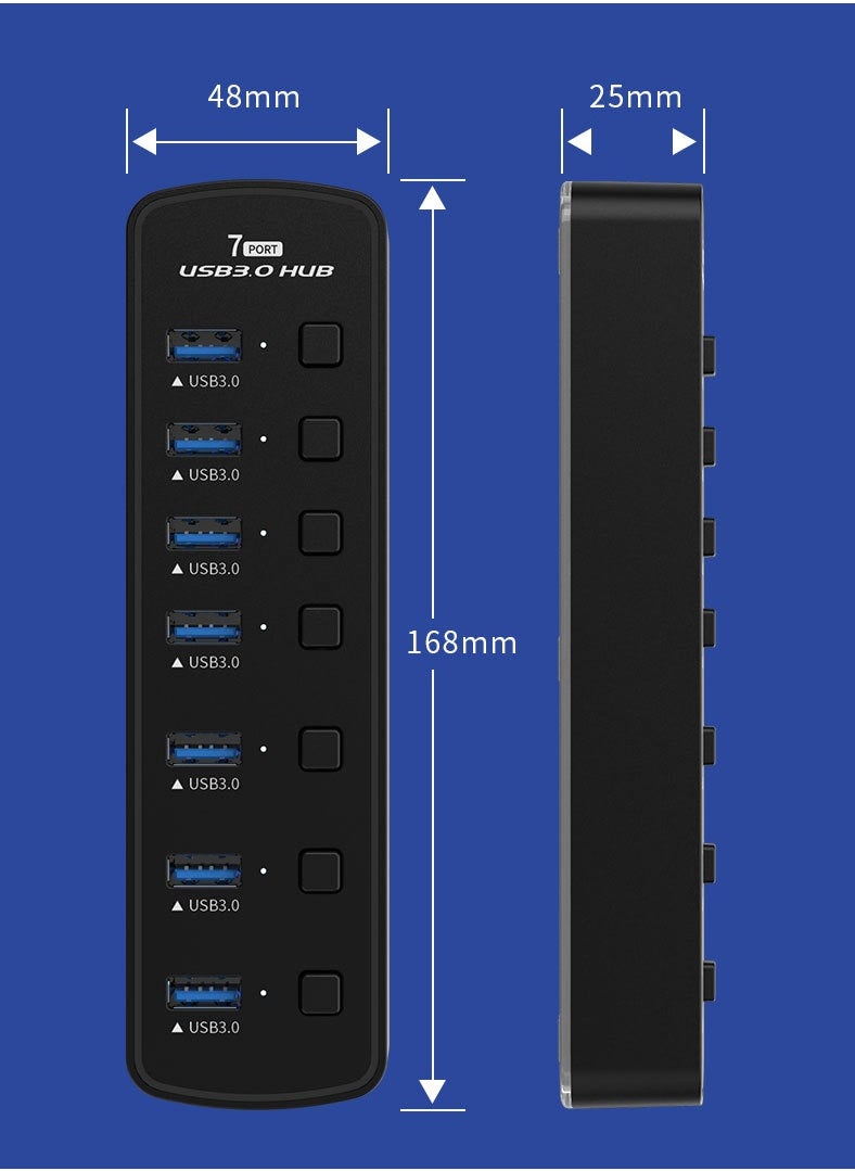 7-in-1 USB Hub with RGB Lighting & Individual Switch Control
