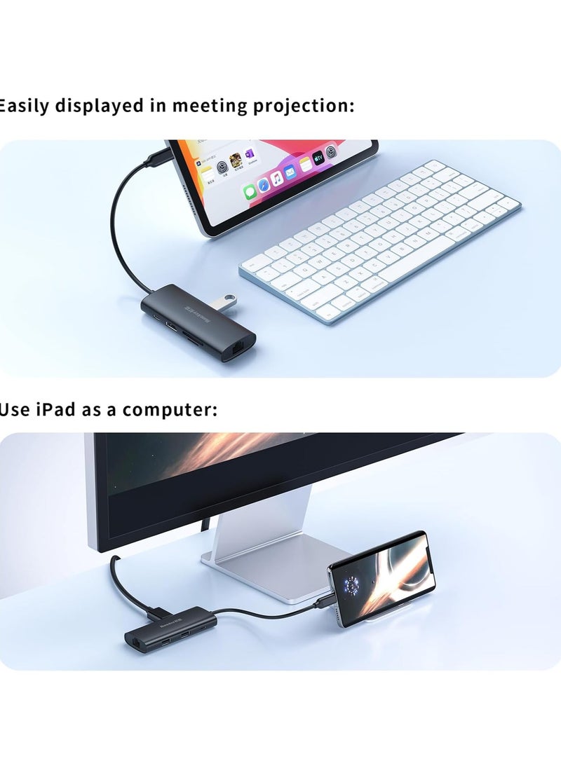 Huntkey USB C Hub 8 in 1-Docking Station,with 4K HDMI and100 W PD Port,SD/TF 2USB Port and USB A Data Ports for Windows/Laptop Dual Monitor/MacBook Pro