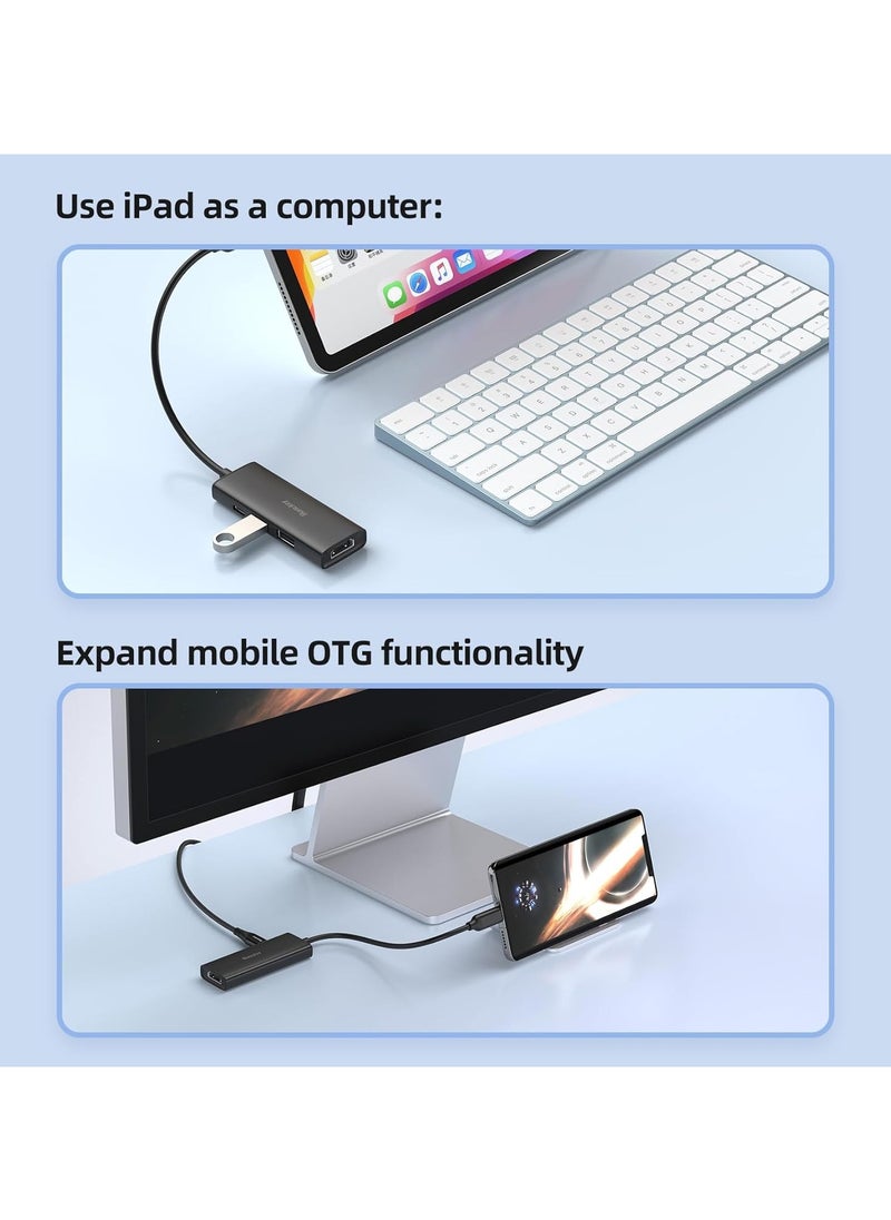 Huntkey USB C hub 4 in 1-Docking Station ual Display Laptop Docking Station USB Hub Multiport Adapter Dongle with 1 HDMI, 2 USB Ports, PD Compatible with Dell, Surface, HP, Lenovo and More Laptops