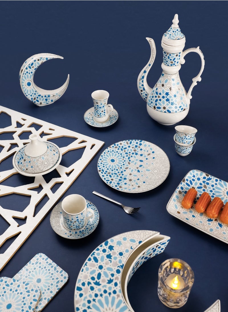 Rosa Nogoum Crescent Serving Dish with lid|Suitable Ramadan and Eid Decoration & Celebration|Perfect Festive Gift for Home Decoration in Ramadan, Eid, Birthdays, Weddings.