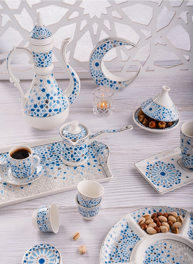Rosa Nogoum Crescent Serving Dish with lid|Suitable Ramadan and Eid Decoration & Celebration|Perfect Festive Gift for Home Decoration in Ramadan, Eid, Birthdays, Weddings.