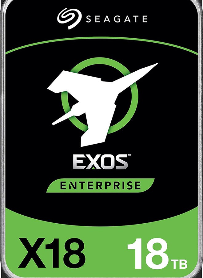 Exos X18 18TB Enterprise HDD - CMR 3.5 Inch Hyperscale SATA 6Gb/s, 7200 RPM, 512e and 4Kn FastFormat, Low Latency with Enhanced Caching (ST18000NM000J) 1.8 TB