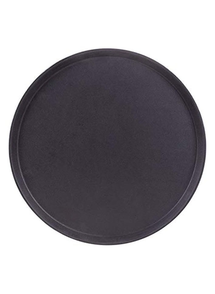 Round Plastic Serving Tray with No-Slip Rubber Safety Lining | Commercial Restaurant & Diner Quality Food, Coffee, & Drink Waiter Carrying Tray | 11